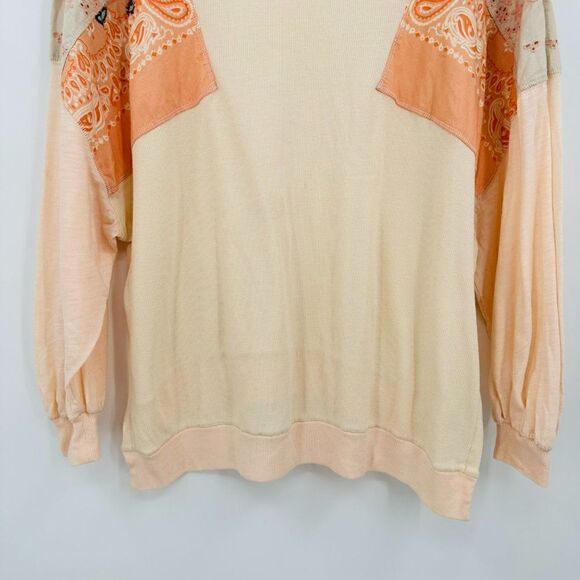 Free People Size Medium Slouchy Oversized Feelin It Patchwork Embroidered Shirt - Picture 12 of 12